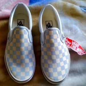Brand new never worn in box with tags Vans checkered slip ons
